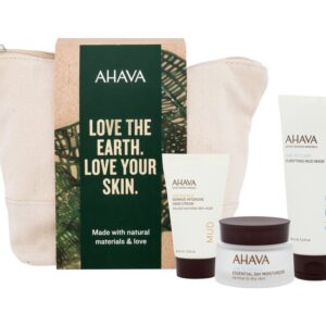 AHAVA Naturally Beautifully Hydrated  Time To Hydrate Essential Day Moisturizer 50 ml + Time To Clear Purifying Mud Mask 100 ml + Deadsea Mud Dermud Intensive Hand Cream 40 ml + Cosmetic Bag   50 ml