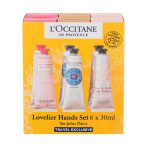 Kinkekomplekt L'Occitane Lovelier Hands  Rose Kätekreem 2 x 30 ml + Kuivale nahale Shea võiga kätekreem 2 x 30 ml + Kirsiõiega Kätekreem 2 x 30 ml