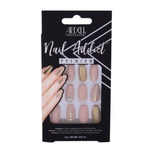 Ardell Nail Addict Premium 24 Nails + Professional Glue 2 g + File + Cuticle Stick Nude Jeweled  24 pc