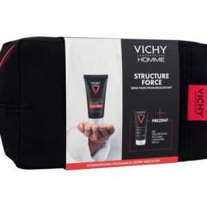 Vichy Homme Structure Force Homme Structure Force Hydrating Moisturiser 50 ml + Homme Hydra Mag C Body & Hair Shower Gel 200 ml + Cosmetic Bag   50 ml