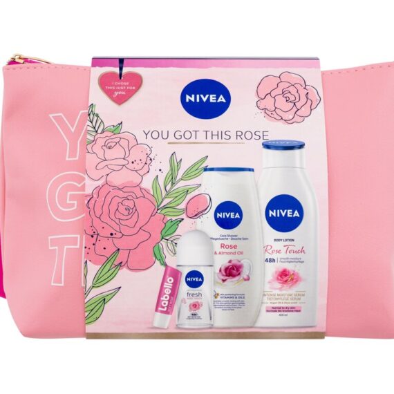 Nivea You Got This Rose  Shower Gel Rose & Almond Oil 250 ml + Body Lotion Rose Touch 400 ml + Antiperspirant Rose Touch 50 ml + Lip Balm Labello Soft Rosé 4,8 g + Cosmetic Bag   250 ml