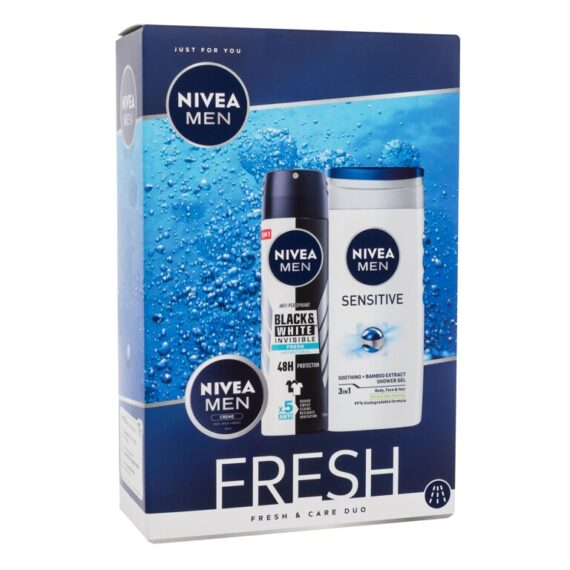 Nivea Men Fresh Anti-perspirant Men Invisible For Black & White Fresh 150 ml + Shower Gel Men Sensitive 250 ml + Universal Men Creme 30 ml   250 ml