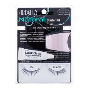 Ardell Natural 116 False Eyelashes 1 pair + Adhesive Material On Eyelashes 2,5 g + Applicator Black  1 pc
