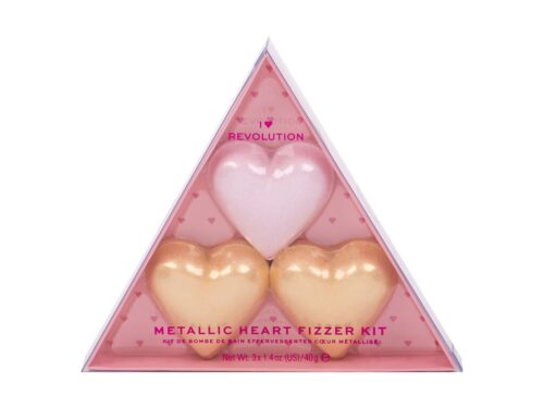 I Heart Revolution Heart Metallic Bath Fizzer Kit Heart Fizzer 1 x 40 g + Heart Fizzer 2 x 40 g Shea Butter Rose  40 g
