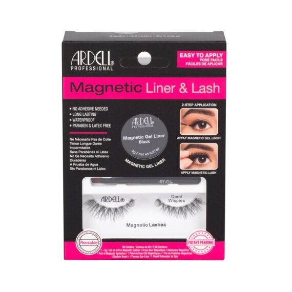 Ardell Magnetic Liner & Lash Magnetic Lashes Demi Wispies 1 pair + Magnetic Gel Line 2 g Black + Liner Brush 1 pc Black Demi Wispies 1 pc